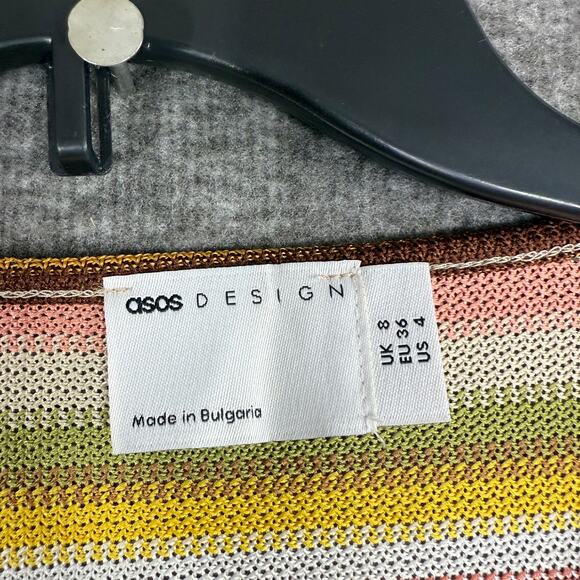 ASOS Women's Small Striped See Through Crochet Beach Coverup Dress Multicolor - Picture 3 of 5